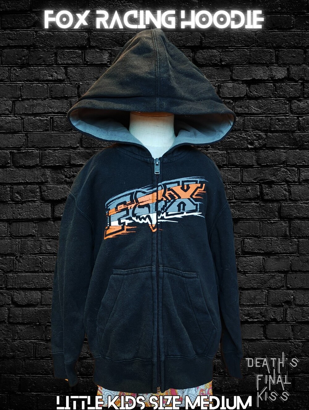 Fox Racing Little Kids Black Zip Up Hoodie Motocross Dirt Bike Riders Moto Med
